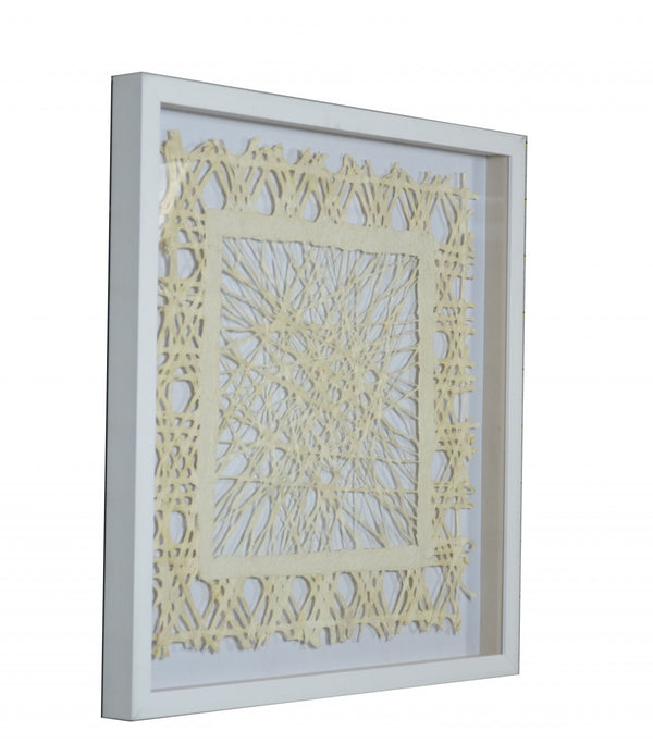 White and Natural Cut Paper Shadow Box Wall Art