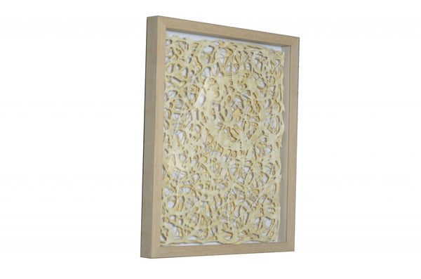 Natural Light Wood and Paper Abstract Design Shadow Box