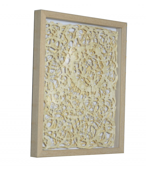 Natural Light Wood and Paper Abstract Design Shadow Box