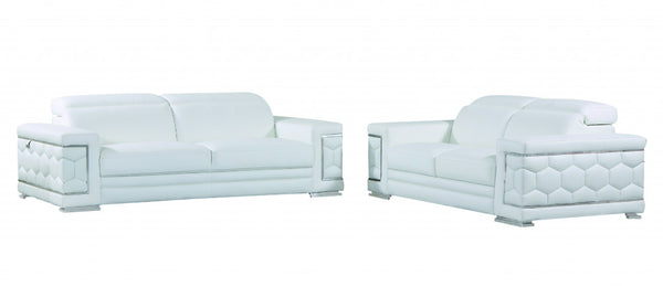 71" X 41" X 29" Modern White Leather Sofa And Loveseat