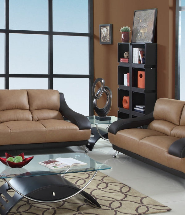 62 X 37  X 43 Modern Two Tone Leather Sofa And Loveseat