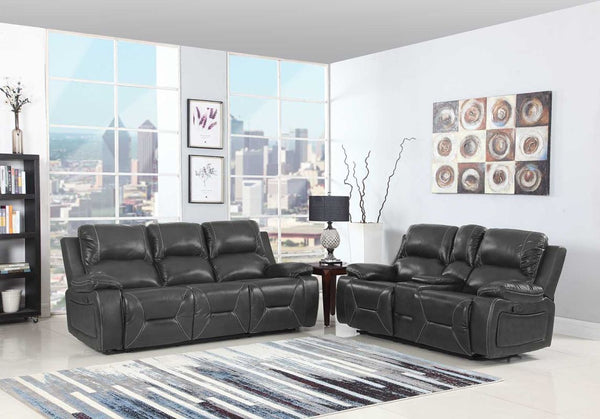 89" X 40"  X 40" Modern Gray Leather Sofa And Loveseat