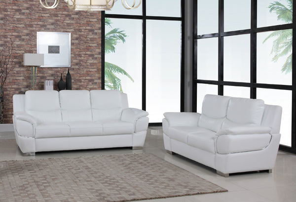 69'' X 34''  X 35'' Modern White Leather Sofa And Loveseat