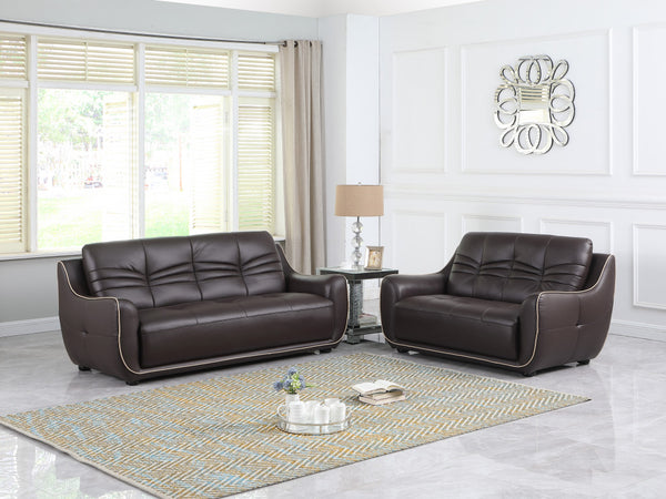 61'' X 39''  X 36'' Modern Brown Leather Sofa And Loveseat