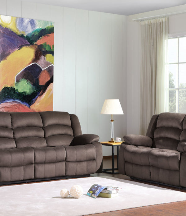 60'' X 35''  X 40'' Modern Brown Leather Sofa And Loveseat