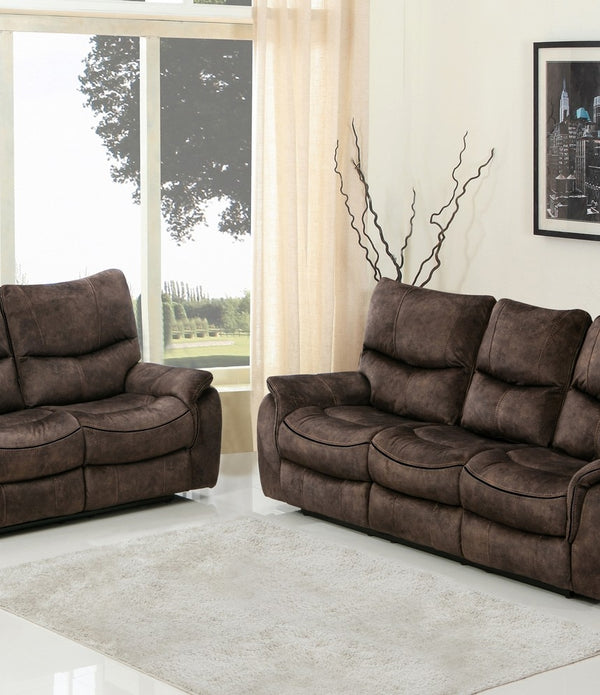 63'' X 40''  X 40'' Modern Dark Brown Leather Sofa And Loveseat