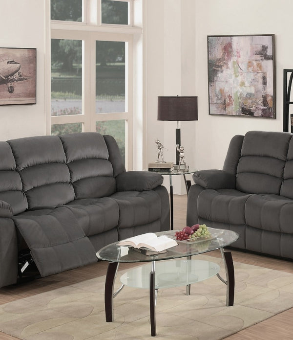 60'' X 35''  X 40'' Modern Gray Leather Sofa And Loveseat