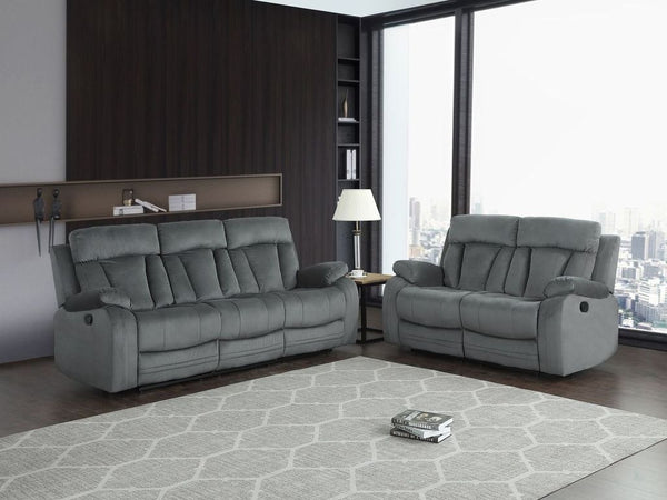 68'' X 38''  Modern Gray Leather Sofa And Loveseat