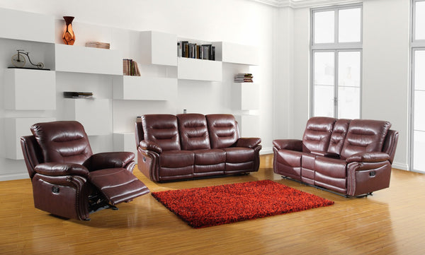 75'' X 40''  X 44'' Modern Burgundy Sofa Set With Console Loveseat