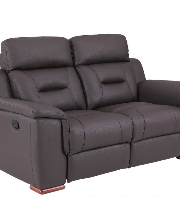 67'' X 41''  X 41'' Modern Brown Leather Loveseat