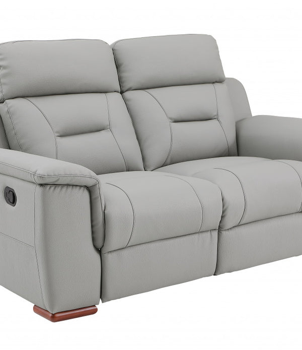 67'' X 41''  X 41'' Modern Gray Leather Loveseat