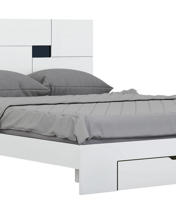 72'' X 85''  X 43'' Modern California King White High Gloss Bed