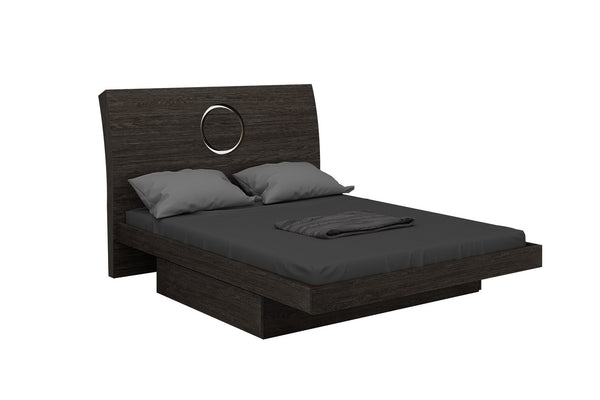 77'' X 90''  X 40'' Modern Eastern King Gray High Gloss Bed