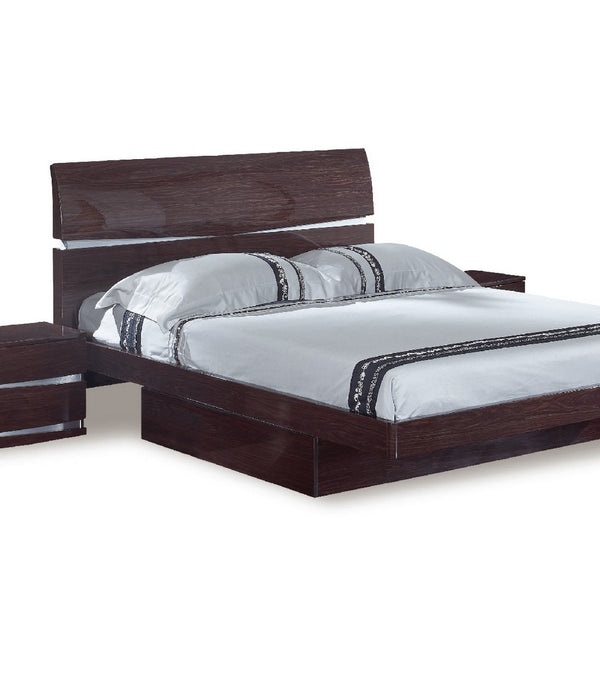 80'' X 79''  X 42.5'' Modern Eastern King Wenge High Gloss Bed