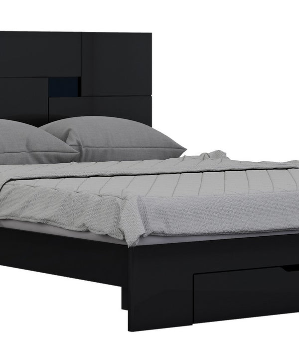 79'' X 80''  X 43'' Modern Eastern King Black High Gloss Bed