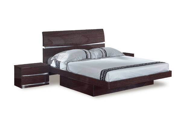 80" X 60"  X 42.5" 4pc Queen Modern Wenge High Gloss Bedroom Set