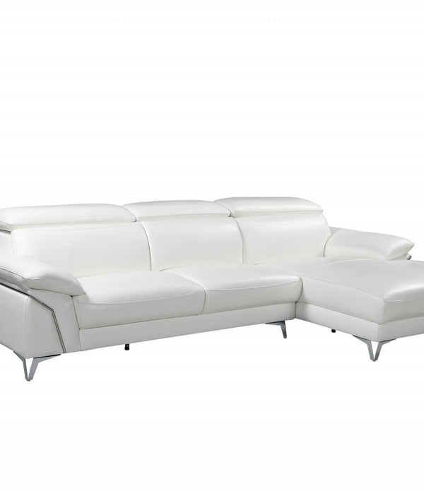 181'' X 41''  X 39'' Modern White Leather Sectional