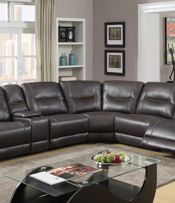 251'' X 41''  X 40'' Modern Dark Brown Leather Sectional