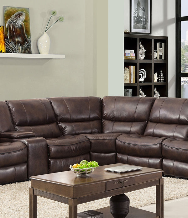 254'' X 41''  X 40'' Modern Dark Brown Leather Sectional With Power Recliners