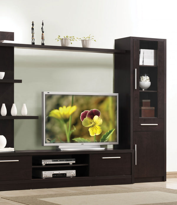 15' X 21' X 71' Espresso Wood Veneer (Paper) TV Cabinet