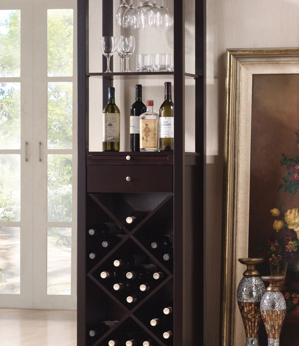 Modern Style Umber Finish Wood Wine Cabinet