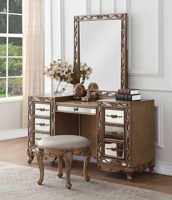 2' X 30' X 38' Antique Gold Wood Vanity Mirror