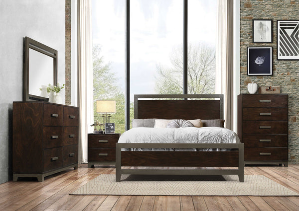 64' X 84' X 52' Walnut Wood Queen Bed