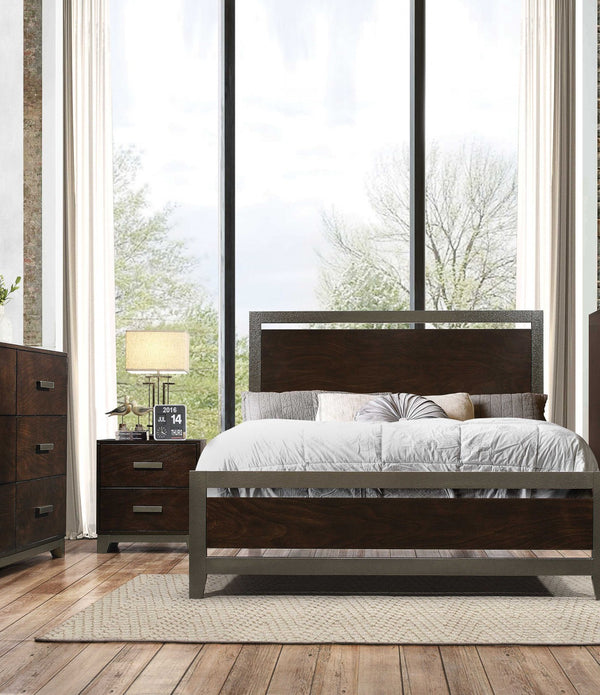 64' X 84' X 52' Walnut Wood Queen Bed