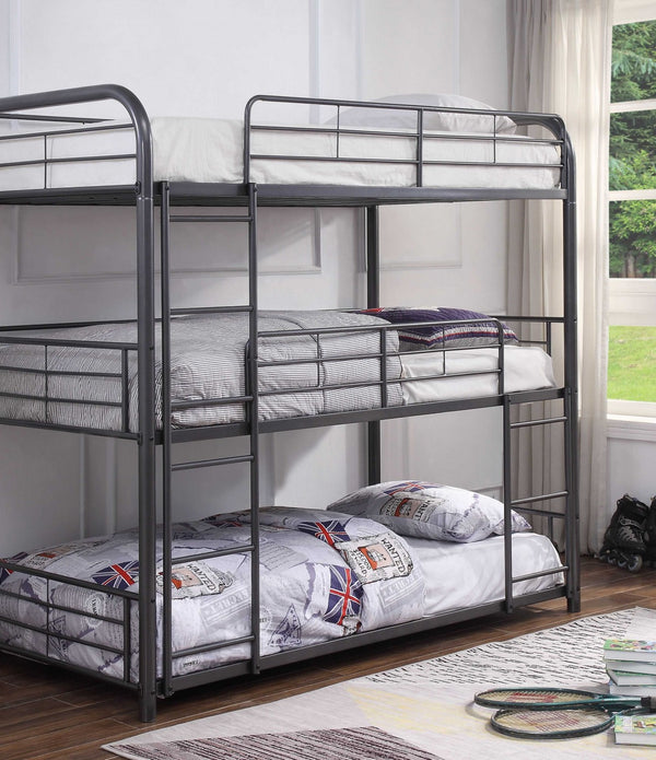 42' X 79' X 74' Gunmetal Metal Triple Bunk Bed - Twin