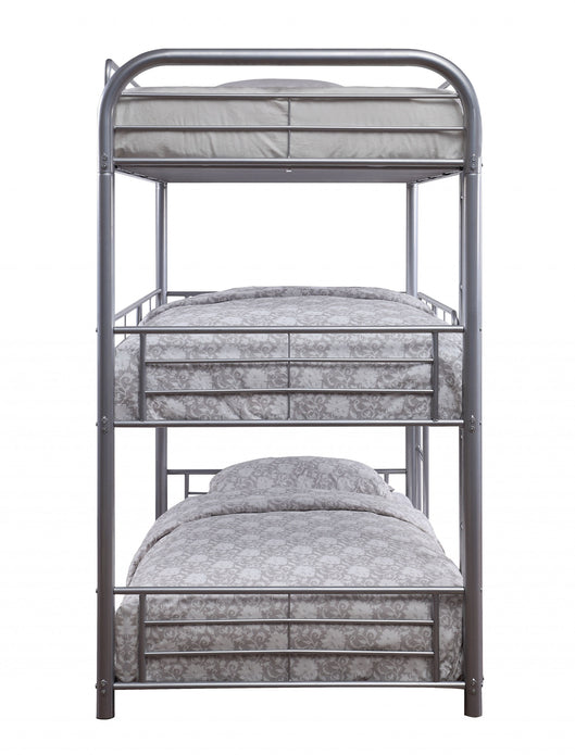 42' X 79' X 74' Silver Metal Triple Bunk Bed - Twin