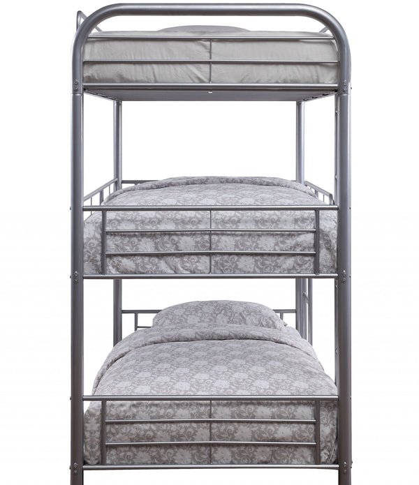 42' X 79' X 74' Silver Metal Triple Bunk Bed - Twin