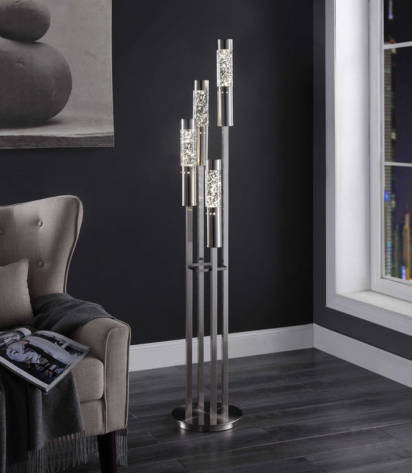 11' X 11' X 58' Brushed Nickel Metal Glass LED Floor Lamp