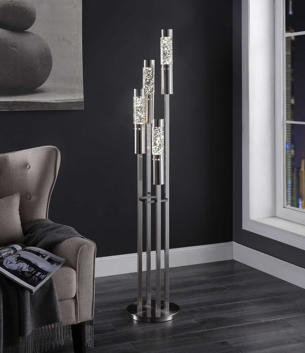 11' X 11' X 58' Brushed Nickel Metal Glass LED Floor Lamp