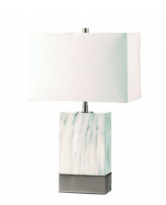 White Marble  Brushed Nickel Table Lamp