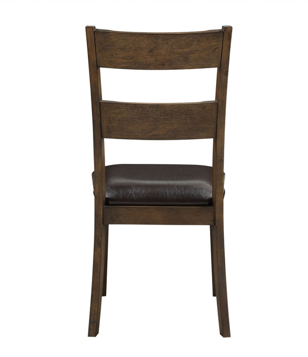 19' X 21' X 39' Faux Leather Upholstered and Dark Oak Wood Side Chair