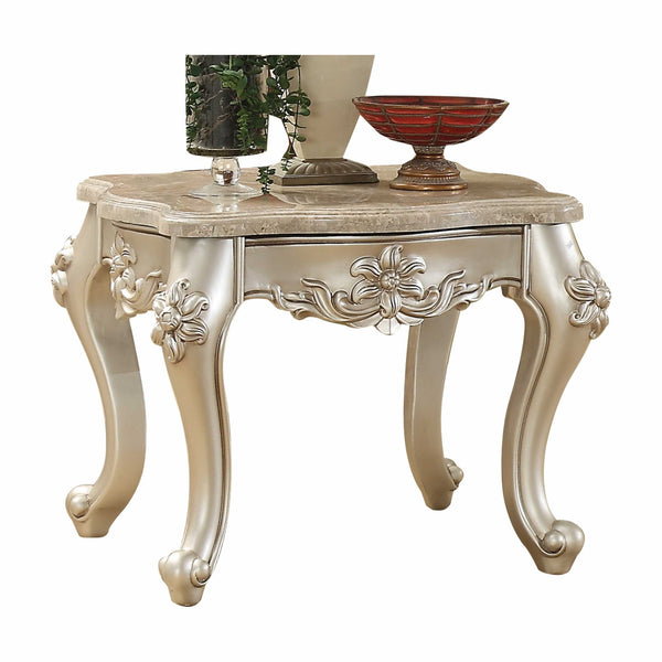 31' X 31' X 24' Marble Champagne Wood End Table