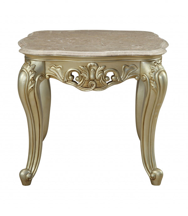 28' X 28' X 24' Marble Antique White Wood PolyResin End Table