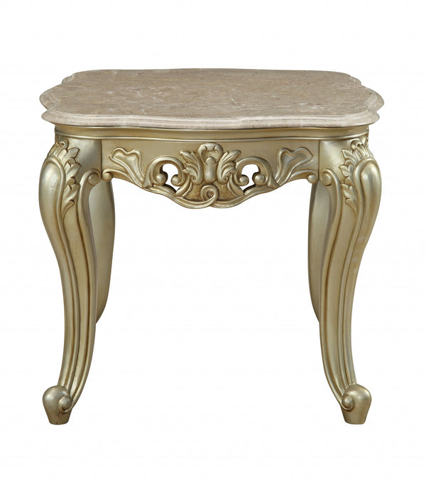 28' X 28' X 24' Marble Antique White Wood PolyResin End Table