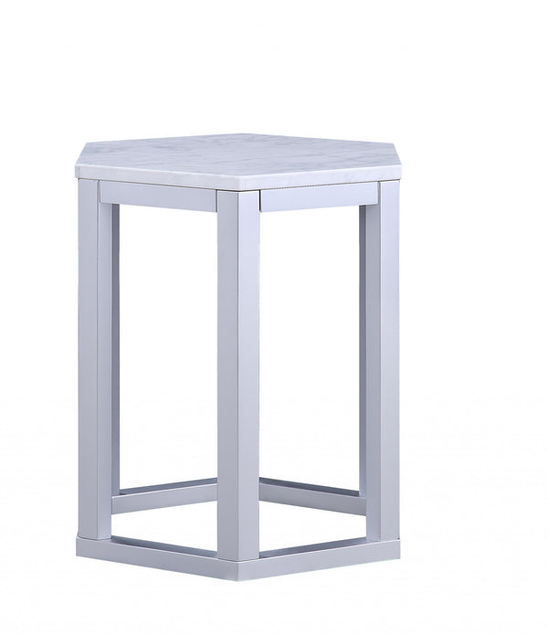 16' X 18' X 20' Silver Marble Wood 2Pc Pk End Table