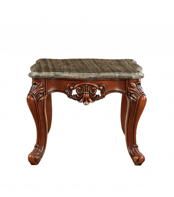 30' X 30' X 25' Marble Walnut Wood End Table