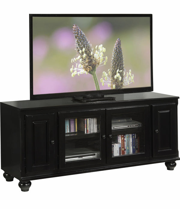 19' X 58' X 26' Black Wood Glass Veneer (Melamine) TV Stand