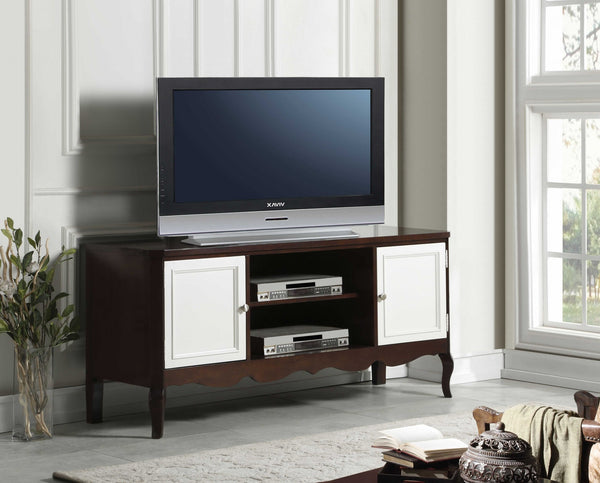 21' X 61' X 28' Walnut White Wood TV Stand