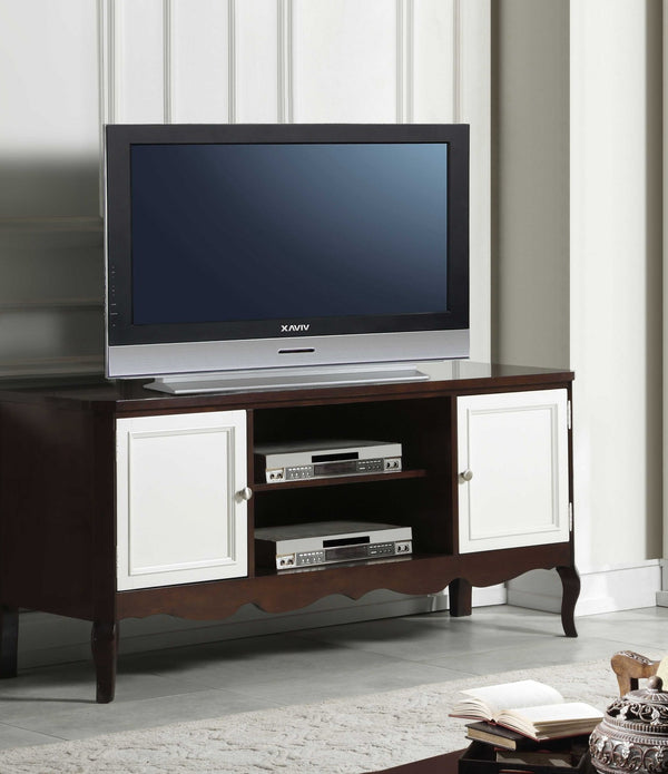 21' X 61' X 28' Walnut White Wood TV Stand