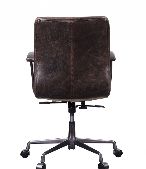 28' X 25' X 38' Distress Chocolate Top Grain Leather Metal Upholstered (Seat) Casters Engineered Wood Executive Office Chair