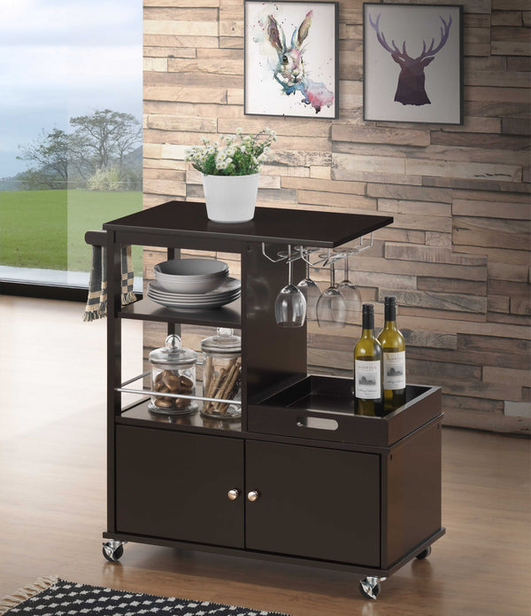 16' X 34' X 34' Wenge Wood Casters Kitchen Cart