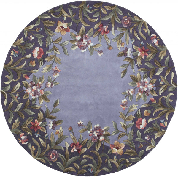 5' Round  Wool Lavender Area Rug