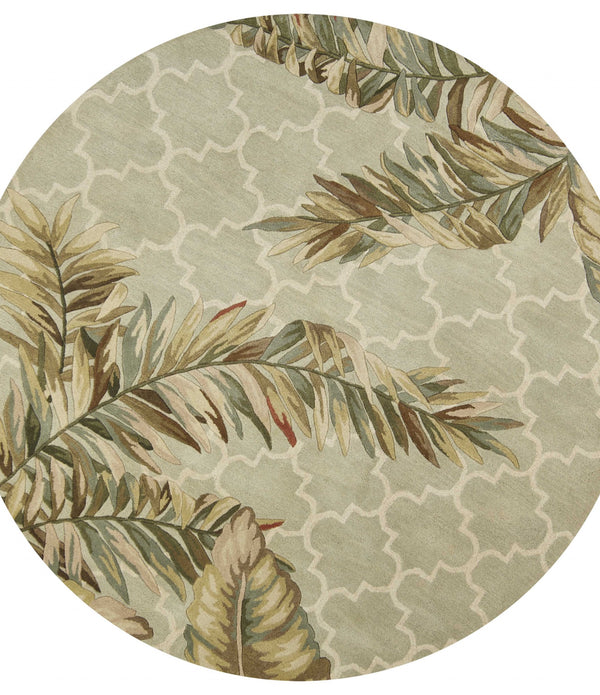 7' Round Wool Sage Area Rug