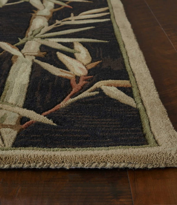 8'x10' Black Hand Tufted Bordered Bamboo Indoor Area Rug