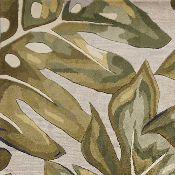 8'x11' Green Hand Tufted Oversized Tropical Leaves Indoor Area Rug