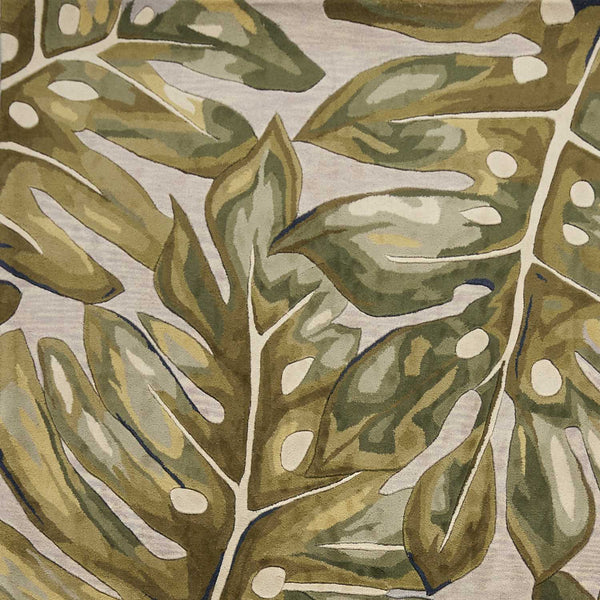 8'x11' Green Hand Tufted Oversized Tropical Leaves Indoor Area Rug